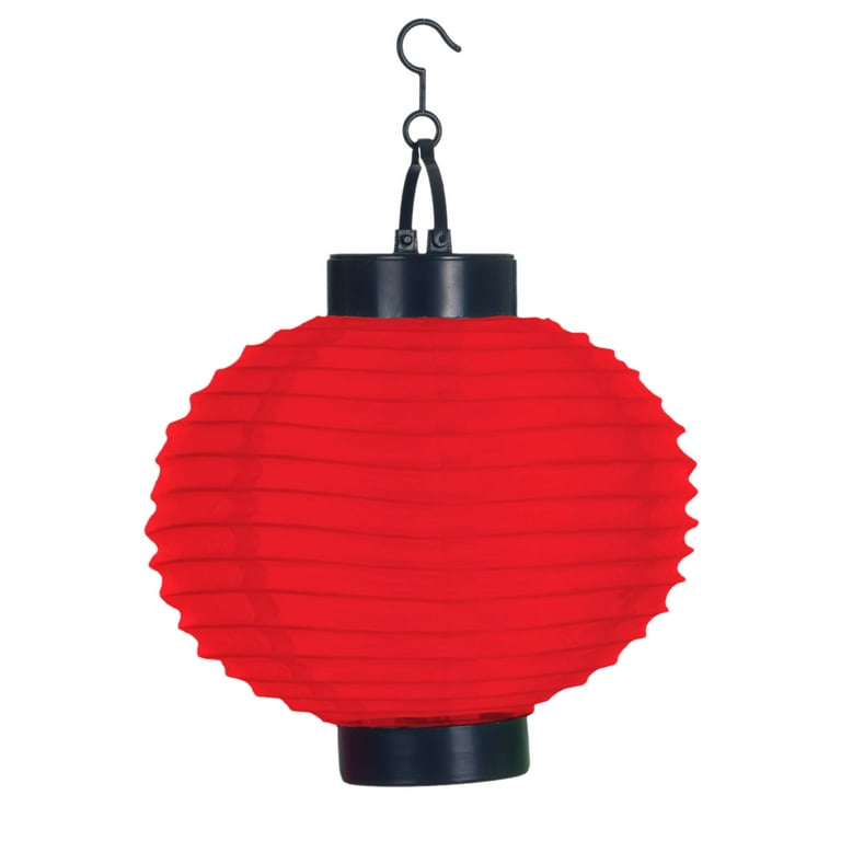 Red Outdoor Hanging Lantern Battery Operated 14 Inch
