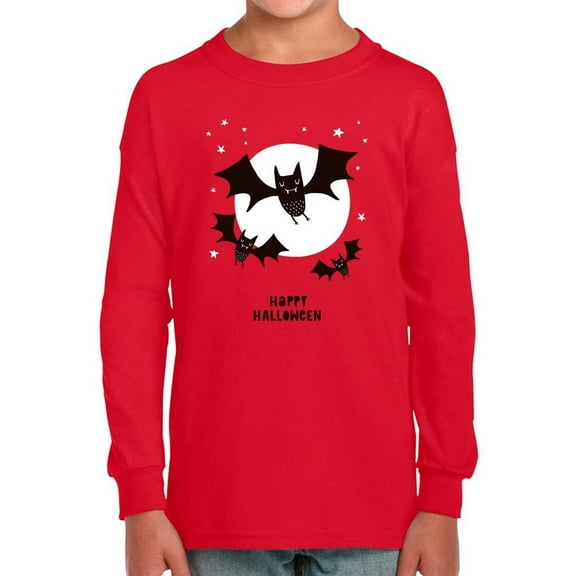 Bats W Moon Happy Halloween Long Sleeve Toddler -Image by Shutterstock, 4 Toddler