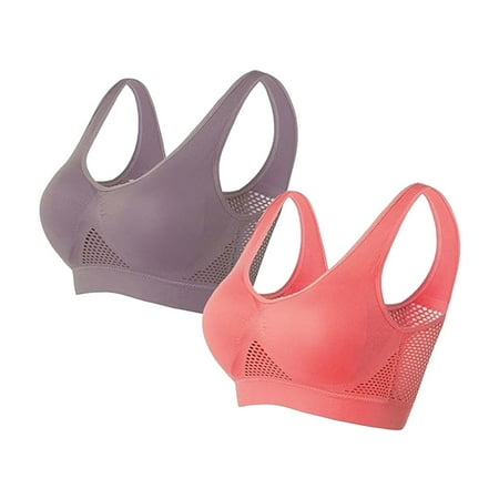 Clearance!Uooqdmx Sports Bras for Women Plus Size Lingerie Sports Bras Comfort Bras Wireless Sleep Yoga Bras with Removable Bandeau Bra Gray(2PC) 4XL