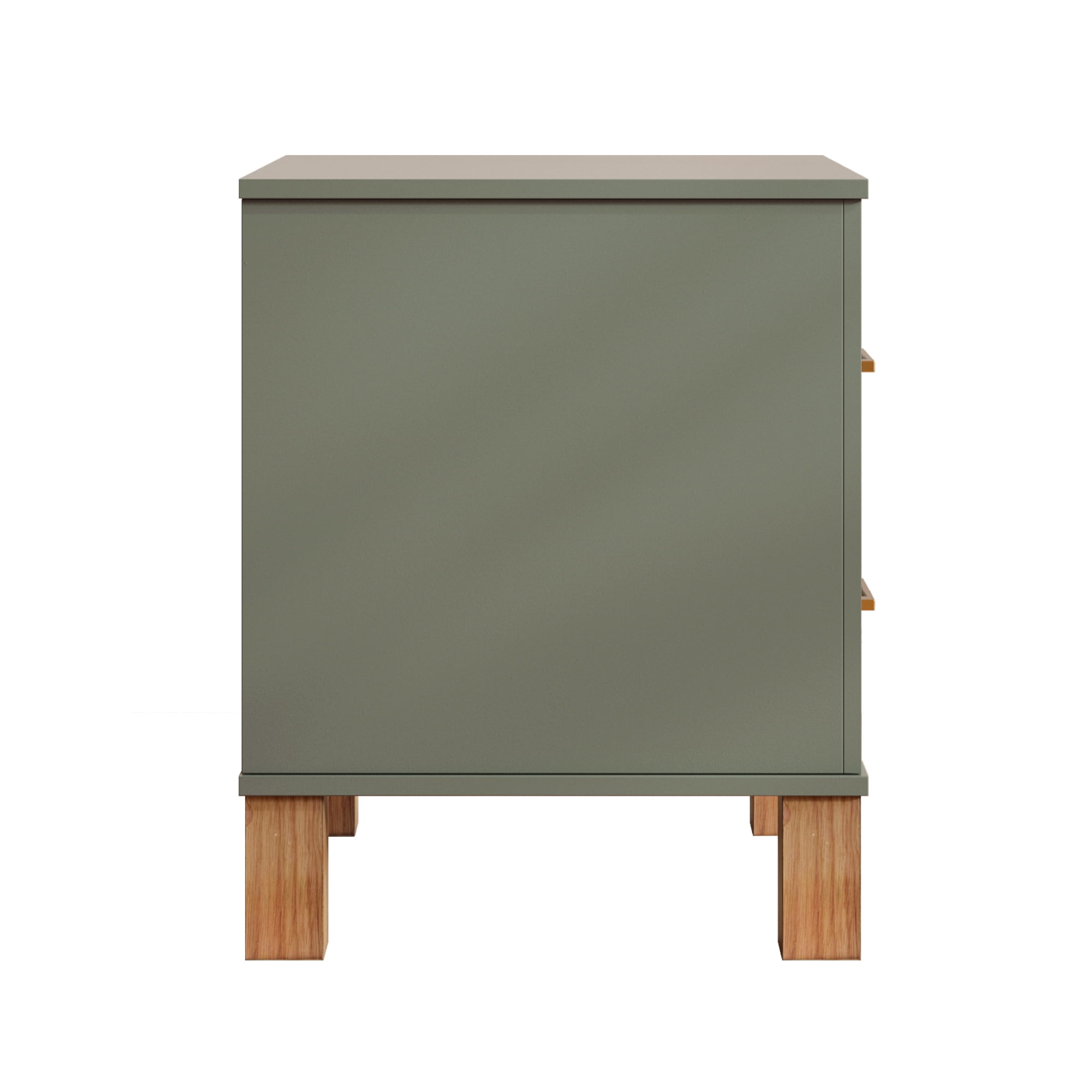 Leumius Nightstand for Bedroom,Wood Bedside Table with 2 Drawer & Solid Wood Legs,Small Storage Cabinet for Living Room,Olive