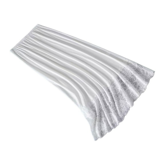 Elastic Waist Half Slips for Women Lace Trim Long Slip Under Dresses Invisible Underskirt Basic Solid Color Petticoat
