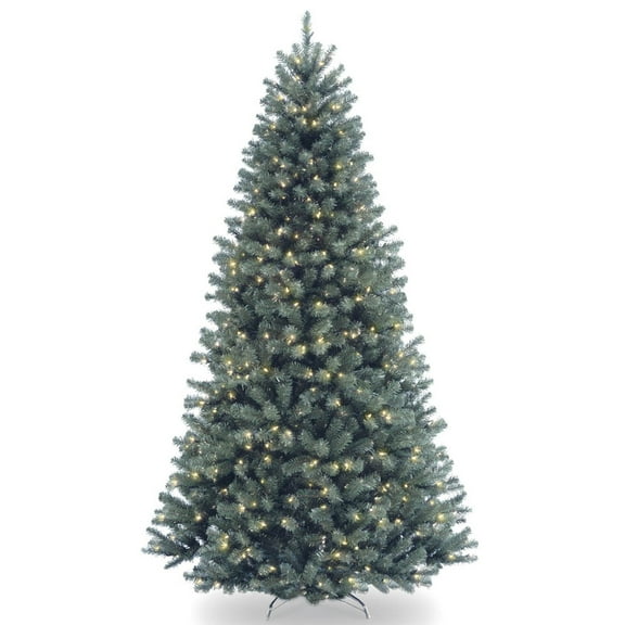 National Tree Company Pre-Lit Artificial Christmas Tree, Blue, North Valley® Spruce, Clear Lights, Includes Stand, 7.5 Feet