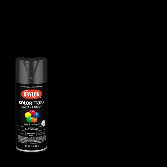 Krylon COLORmaxx Spray Paint   Primer, Gloss, Black, 12 oz
