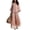 Pink, variant on Womens Solid Linen Blend Two Piece Outfit V Neck Three Quarter Sleeve Crop Top Contrast Cuff Wide Leg Full Length Pants Loose Fit Casual Bohemian Co Ord Set