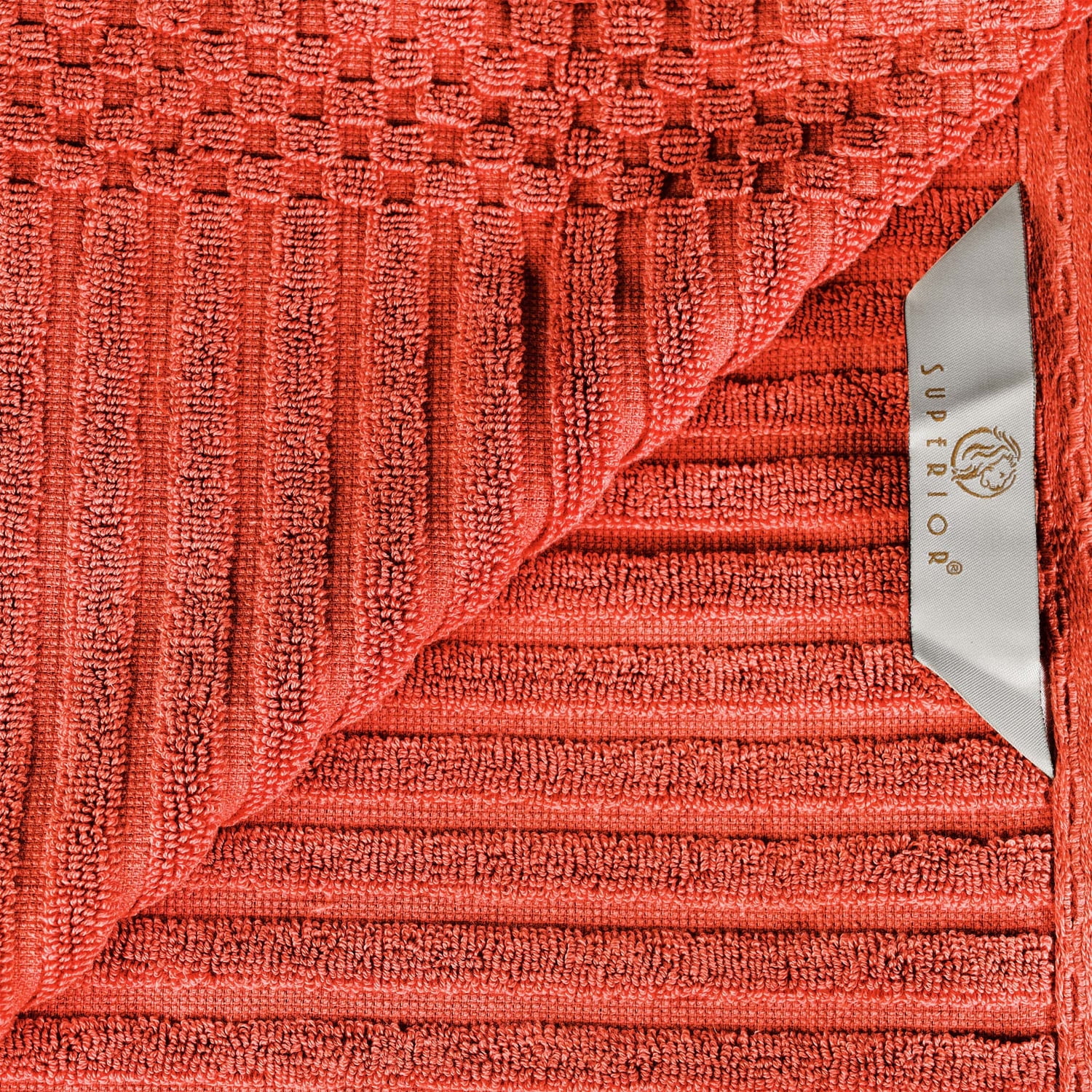 Superior Ribbed Cotton 6-Piece Coral Bath Sheet/ Hand Towel Set