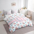 thumbnail image 3 of jejeloiu Blue Monogrammed C 7-Piece Bedding Comforter Set,Bow Tie Ribbon King Bedding Sets,Pink Riustic Flower Bed Sheets For Girl Teens,Ultra Soft Bedroom Decor Reversible, 3 of 8