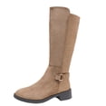 thumbnail image 2 of Yeahitch Women Boots Mid Calf Zippers Boots for Women Round Toe Chunky Heel Warm Comfortable Tall Boots, 2 of 6