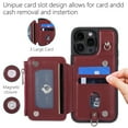 thumbnail image 4 of Decase For iPhone 15 Pro,Wallet Case PU Leather Shockproof Phone Shell Detachable Lanyard & Wrist Strap,Magnetic Buckle Back Cover Zipper Wallet Card Holder Pocket for Apple iPhone 15 Pro,Winered, 4 of 7