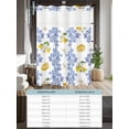 thumbnail image 6 of No Hook Shower Curtain with Snap in Liner Summer Lemon Shower Curtain -Fabric Waterproof Inner Liner, Retro Flower Leaves Shower Curtains Washable 72"x72", 6 of 9