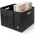 thumbnail image 1 of Foldable Storage Magazine Rack for Scrapbooking Paper, Plastic File Magazine Holder, Black, Set of 3, 1 of 4