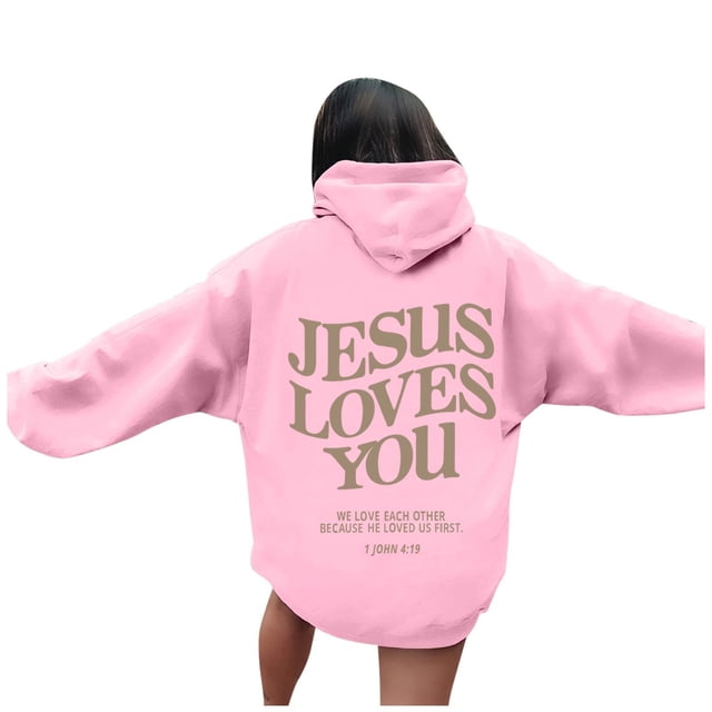 MIASHUI Womens Oversized Hoodies Sweatshirts Long Sleeve Pullover Outfits,Pink,XXL