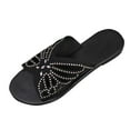 thumbnail image 2 of Mqqzkk Women's Rhinestone Sandals Slide Glitter Bling Flat Slippers Casual Summer Open Toe Slides Sandals Flat, 2 of 5