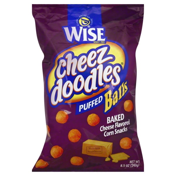 Wise Cheez Doodles Baked Cheddar Puffed Balls, 8.5 Oz.
