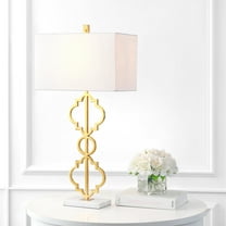 JONATHAN Y Selina 32" Iron Ogee Trellis Modern LED Table Lamp, Gold, JYL3072A