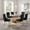 7 Piece Set, variant on 69" Rectangular Dining Table, 0.39" Tempered Glass Top, Flower-Shaped Stainless Steel Base, Modern Elegant Style for Kitchen or Living Room