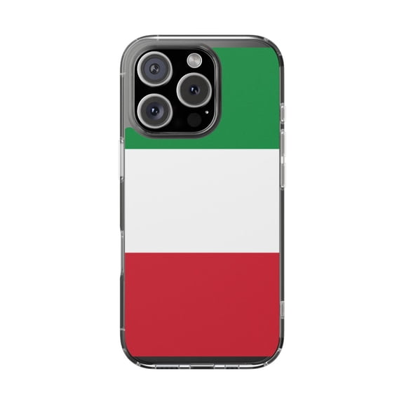 Clear Hybrid Shockproof Case for Apple iPhone 16 PRO - Italian Flag Colors Horizontal Design