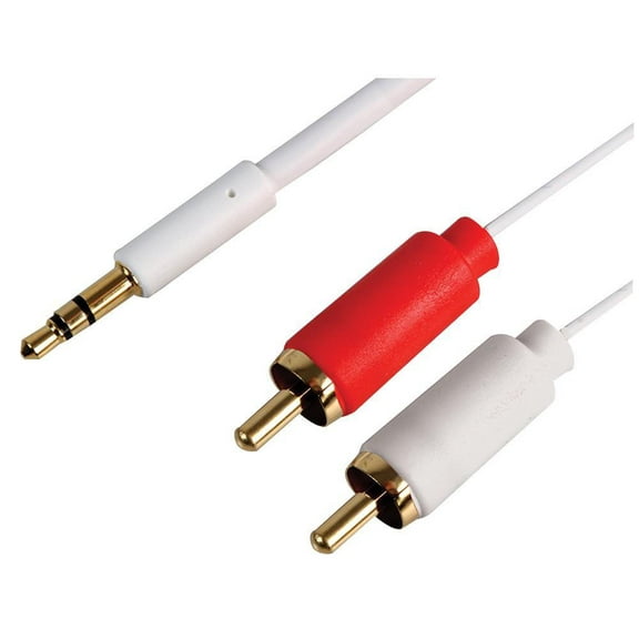 PRO SIGNAL - Slim 3.5mm Stereo Plug to 2x Phono (RCA) Plug Lead, 7.5m White