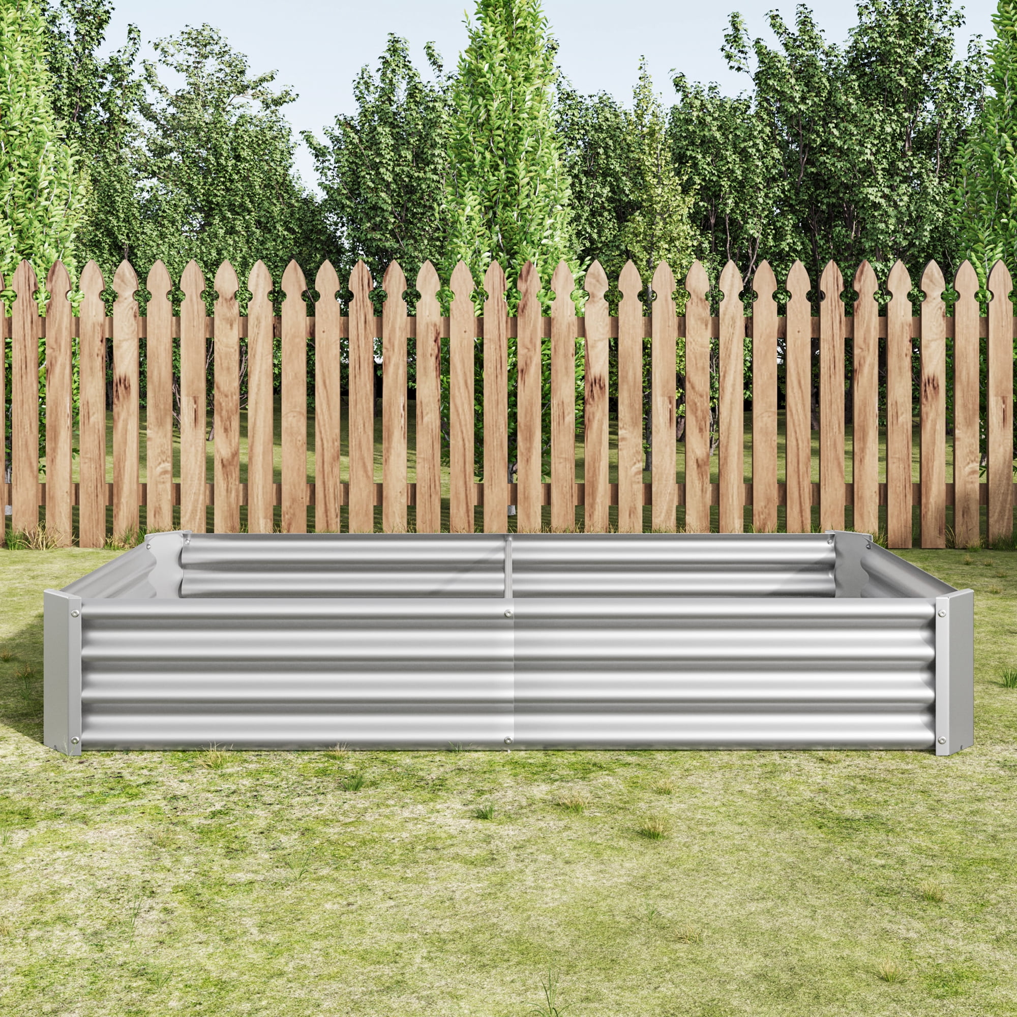 Raised Garden Bed Outdoor, Metal Raised Rectangle Planter Beds for Plants, Vegetables, Flowers, Silver 6x3x1ft