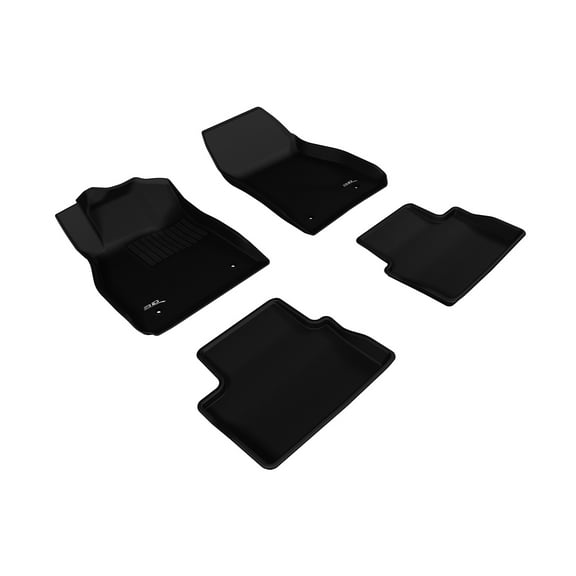 3D MAXpider Complete Set Custom Fit All-Weather Floor Mat for Select Chevrolet Malibu Models - Kagu Rubber (Black)