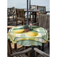thumbnail image 2 of Outdoor Tablecloth with Umbrella Hole for Patio/Picnic/Party/Camping, Lemon Waterproof Table Cloth Round Cover Washable, Botanical Fruit Leaves Bow Yellow Green Striped (Dia 54"), 2 of 9