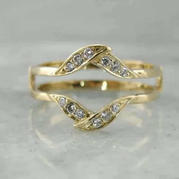Ring Wrap Enhancer Moissanite White Cut Round Ct 1.30 Plated Gold Yellow 14K