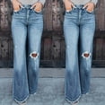 thumbnail image 2 of Pantalones Vaqueros de Longitud Completa Para Mujer, Pantalones Vaqueros Sólidos Informales A La Moda, Pantalones Con Agujeros, Pantalones Vaqueros Para Mujer Odeerbi ODB-4, 2 of 9