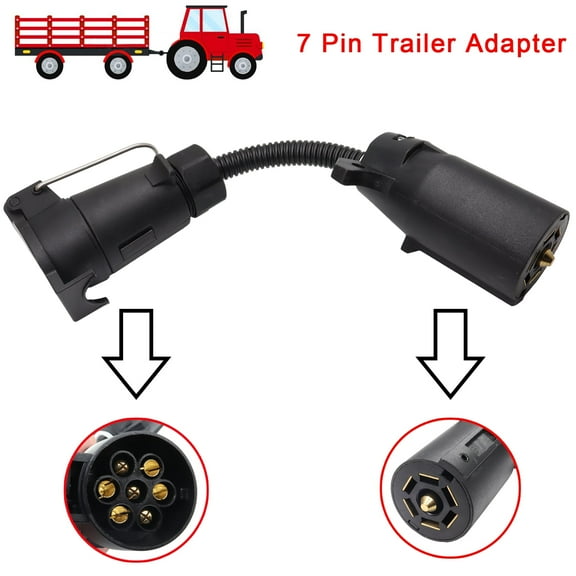 XUKEY 7-Way Round to 7 Pin Round Trailer Adapter US Type Universal