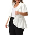 thumbnail image 4 of Agnes Orinda Women's  Plus Size Office Work Short Sleeve Button Pockets Blazers Jackets, 4 of 5