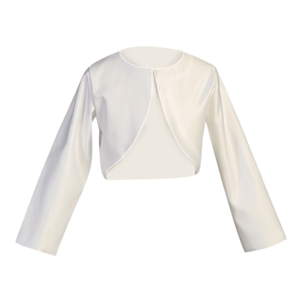 ac0003 White Satin Lace Bolero with Long Sleeve ac0003 White Satin Lace Bolero with Long Sleeve