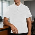 thumbnail image 6 of TKKCS Mens Horizontal Striped Polo Shirt- Short Sleeve Breathable Moisture Wicking Collared Classic Fit Casual Knit Golf Shirts White Size 2XL, 6 of 7