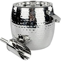 3-QT Insulated Ice Bucket w/Lid & Scoop – Non-Sweat Metal Champagne/Wine Chiller, Ideal for Parties & Cocktail Bars