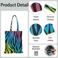 thumbnail image 3 of Colorful Zebra Canvas Tote Bag Rainbow Zebra Pattern Abstract Black and White Stripes Multicolor Modern Fashion Cute Cartoon Zebra Aesthetic Gradient Print Reusable Eco-Friendly Shopping Bag, 3 of 6
