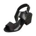 thumbnail image 2 of Viluyesy Women's Block Heels Sandals, Slingback Adjustable Strap Peep Toe Summer Comfortable Roman Shoes Black 6.5, 2 of 9