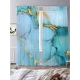 thumbnail image 3 of Sheer Curtain Panels Blue Gold Marble Rod Pocket Voile Window Curtains Modern Simple Abstract Window Treatments Ligh Filtering Privacy Curtain Drapes for Bedroom Living Room 2 Panel Set 96 Inch, 3 of 9