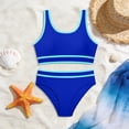 thumbnail image 6 of Tween Girls Swimsuits 2 Piece Solid Color Bikini Sets with Chest Pad Sporty Bathing Suit Fashion Swimwear with Shorts Blue 11-12 Years, 6 of 6