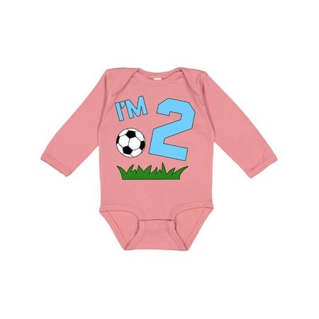 

Inktastic Im Two! second birthday soccer Gift Baby Boy or Baby Girl Long Sleeve Bodysuit
