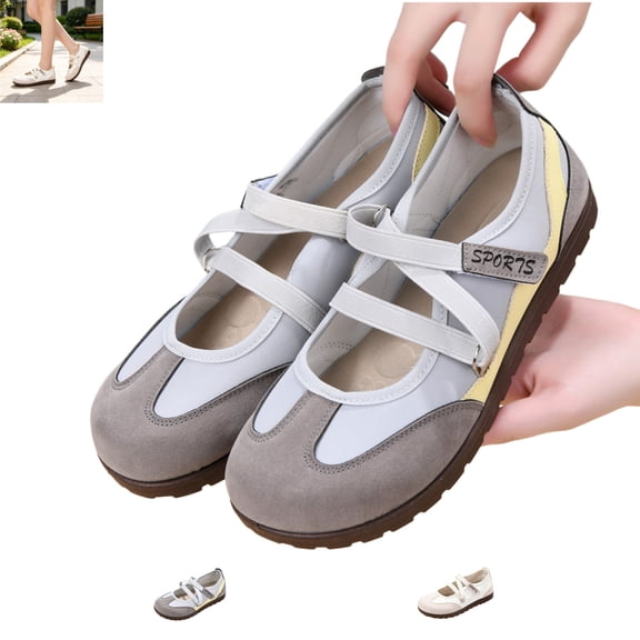 YOUYEDIAN Mary Jane Shoes Women Fashion Strap Design Round Toe Casual Slip On Comfy Flats Retro Soft Breathable Versatile Outdoor Dress Shoes
