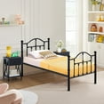 thumbnail image 2 of 3 Piece Bedroom Sets Twin Size Black Metal Bed Frame and 2 Black Nightstands, 2 of 8