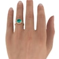 thumbnail image 2 of 1.25 ctw Lab Created Green Emerald Stone Ring with Diamonds 14K Yellow Gold Flower Leaves Halo, 2 of 7