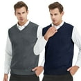 thumbnail image 2 of TOPTIE 2 Pack Window Clerk Sweater Vests For Men, Work Uniform Cotton V-Neck Sweater Vests-Charcoal Navy-L, 2 of 8