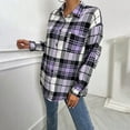 thumbnail image 5 of DDAPJ pyju Women's Button Down Plaid Shirt, Casual Flannel Shacket Long Sleeve Lapel Collar Cardigan Tops Boyfriend Loose Casual Outwear Fall Fashion 2025, 5 of 10