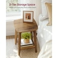 thumbnail image 2 of Side Table, Small Square End Table with Lower Shelf, Nightstand for Small Spaces, Honey Brown, 2 of 5