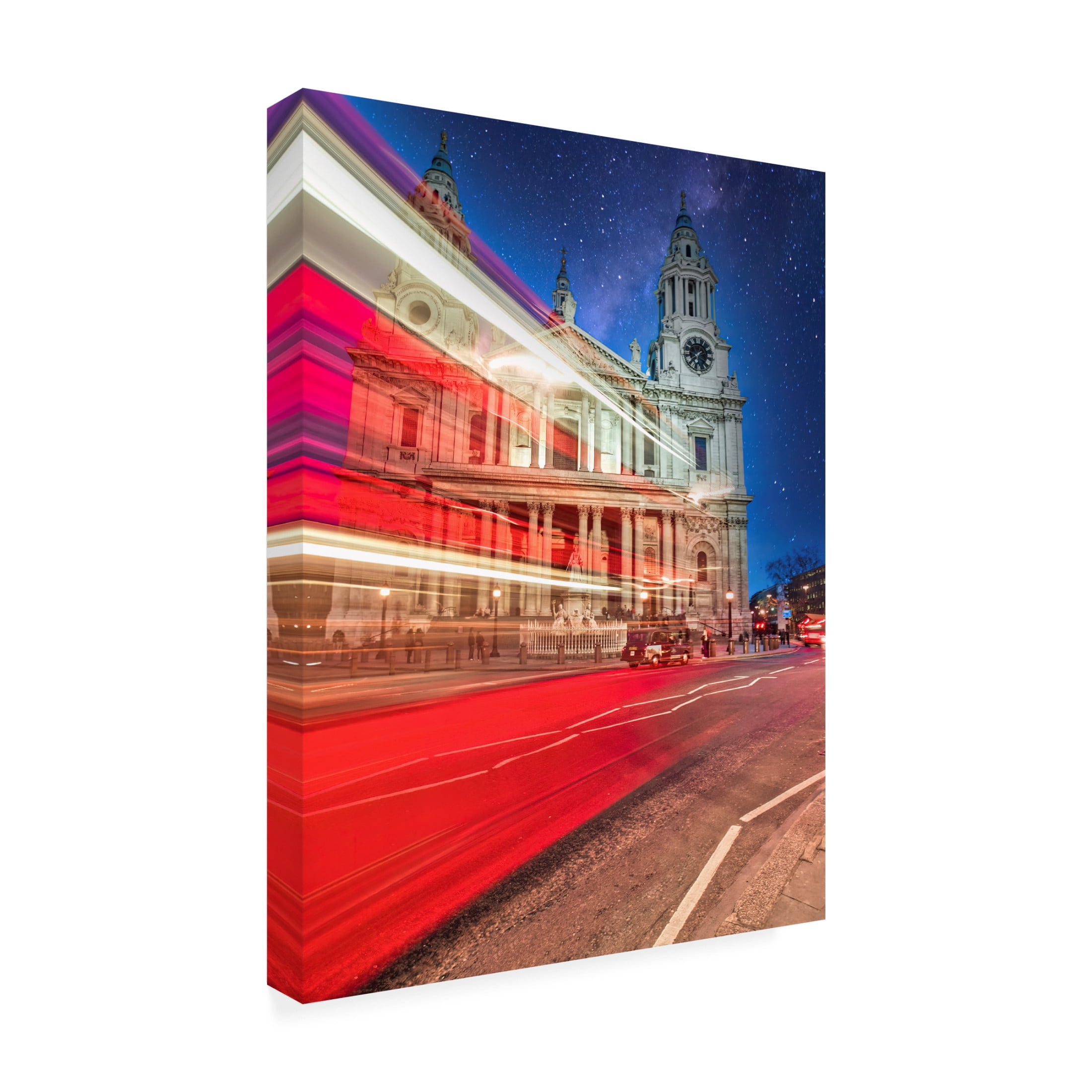 Canvas Wall Art - Mark A Paulda 'Red Double Decker Bus And St Pauls Cathedral II' Wall Art for Living Room, Bedroom, or Office Décor by Trademark Fine Art - 18 x 24 Inches