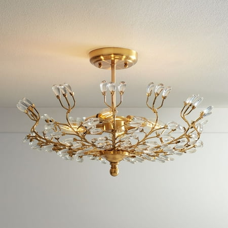 

Vienna Full Spectrum Ceiling Light Semi Flush Mount Fixture Brass Vine 18 1/2 Wide Bud Beaded for Bedroom Living Room