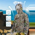 thumbnail image 4 of Xdegoge Deep Forest Bark Print Hooded Performance Shirt with Face Mask Men's Camouflage Baselayer Lightweight Woods Hunting Gear, 4 of 9