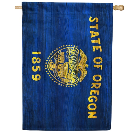 America Forever Oregon State Flag 28 x 40 Inch Double Sided Outdoor Yard Decorative USA Vintage Wood State of Oregon House Flag, Made in the USA