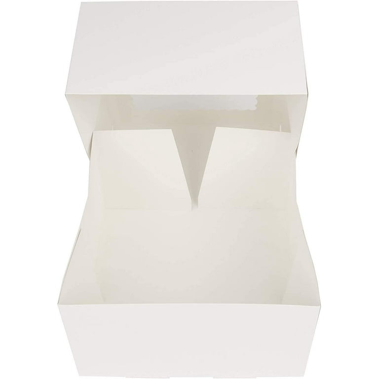 O'Creme 6x6x4 Inch White Square Cake Box with Scalloped Window