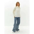 thumbnail image 6 of Women'S Sweaters Fall Winter Quarter Zip Casual Ribbed Cable Knit Pullover White One Size, 6 of 9