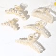 thumbnail image 5 of Scheam 5Pcs Large Pearl Hair Claw Clips White Black Hair Clips Thick Long Hair Jaw Clips Barrettes Hair Accessories for Women and Girls，Mother's Day Gift, 5 of 7