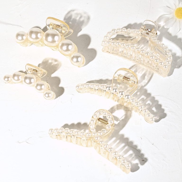 Scheam Elegant 5Pcs Large Pearl Hair Claw Clips, Hair  display picture 1